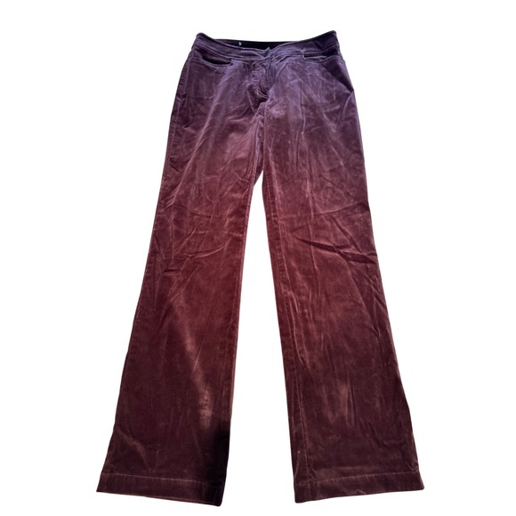 Eileen Fisher Womens Dark Plum Velvet Wide Leg Pants XS Burgundy Trousers - Picture 2 of 8